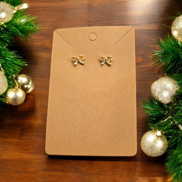 Gold Plated Holiday Bow Holiday Festive Stud Earrings - Picture 1 of 2